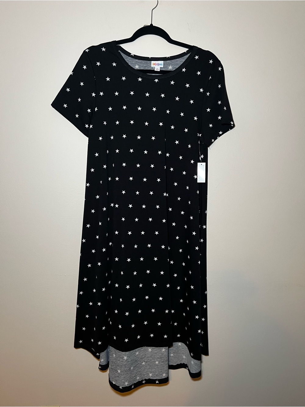 LuLaRoe Carly Dress Black with White Stars